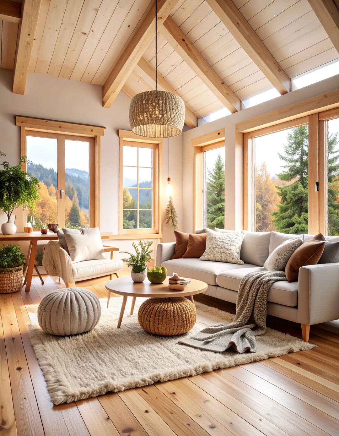 Scandinavian Hygge Cabin with Light Wood Elements - 25 One Room Cabin Interior Design Ideas