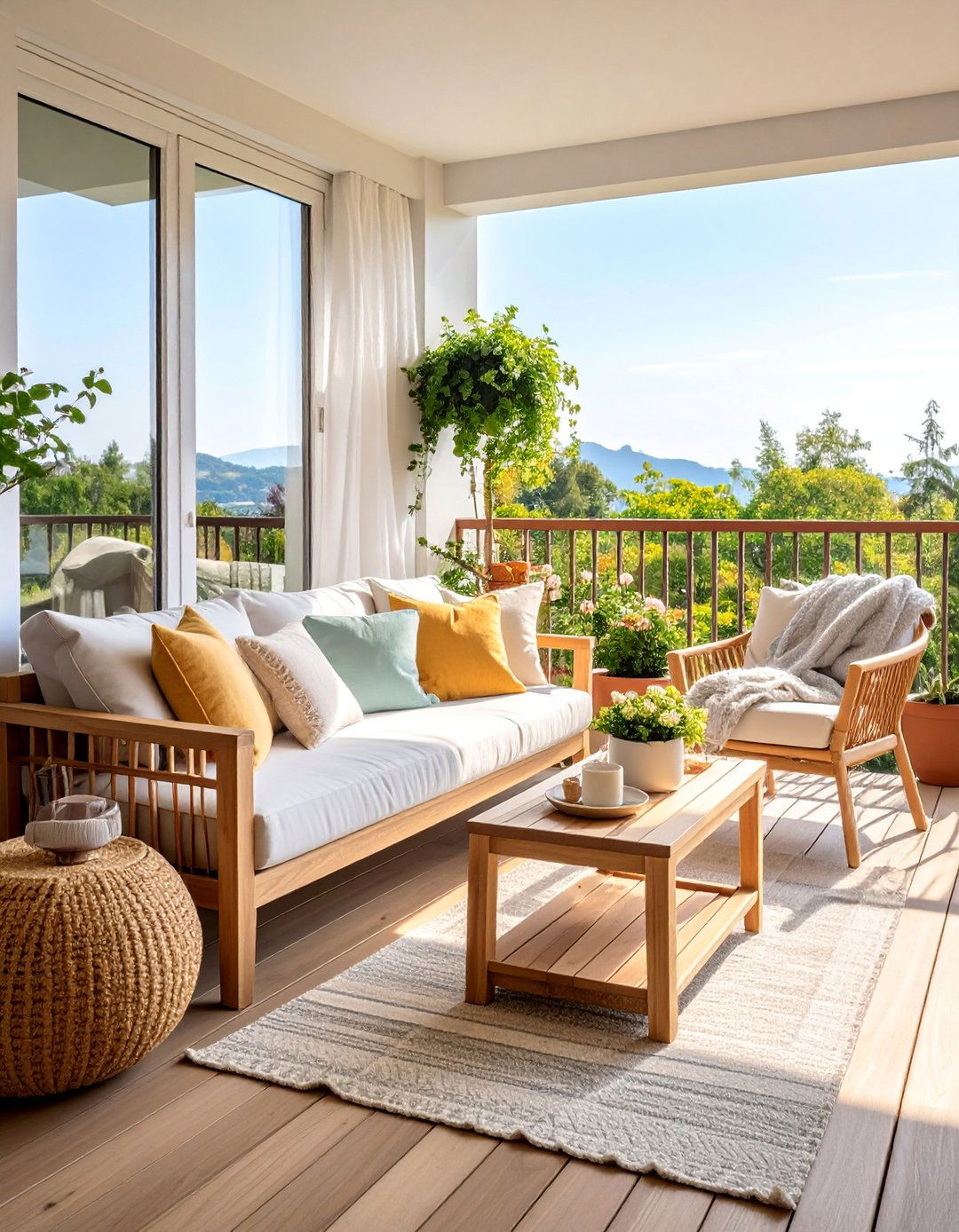 Scandinavian Hygge Corner - 25 Penthouse Balcony Ideas