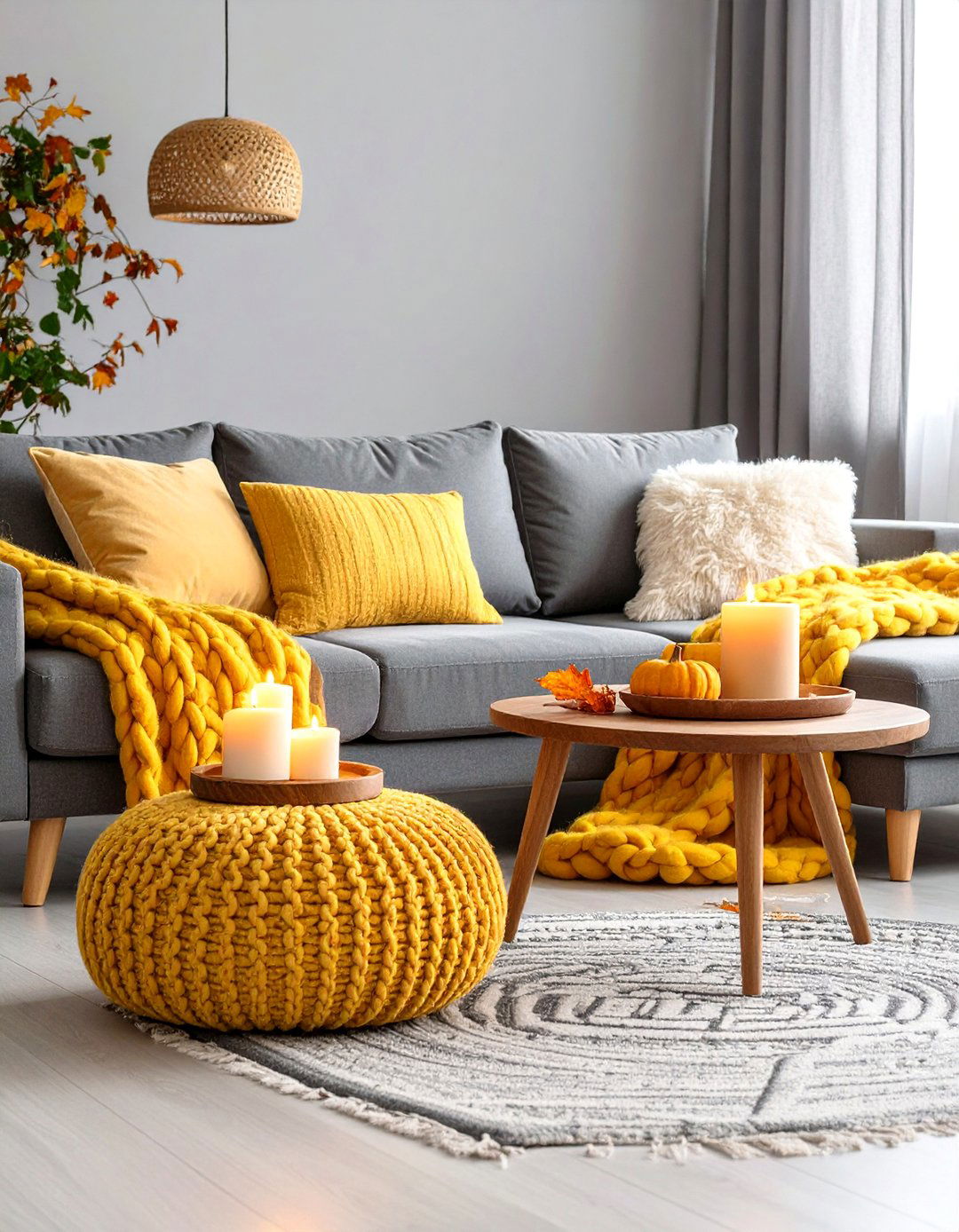 Scandinavian Hygge Grey and Yellow Living Room - 25 Grey and Yellow Living Room Ideas