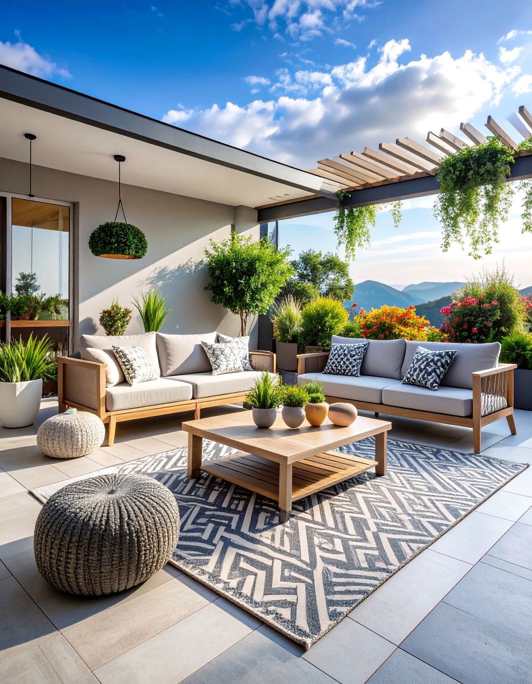 Scandinavian Hygge Minimalism - 25 Painted Concrete Patio Ideas