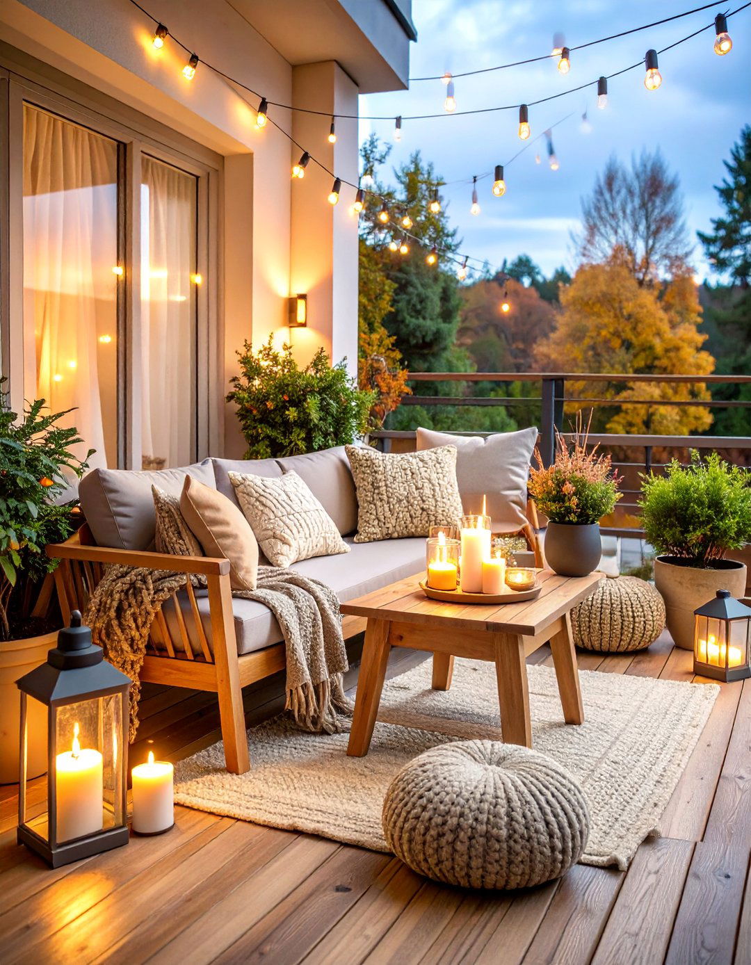 Scandinavian Hygge Retreat with Natural Wood - 25 Balcony Ideas
