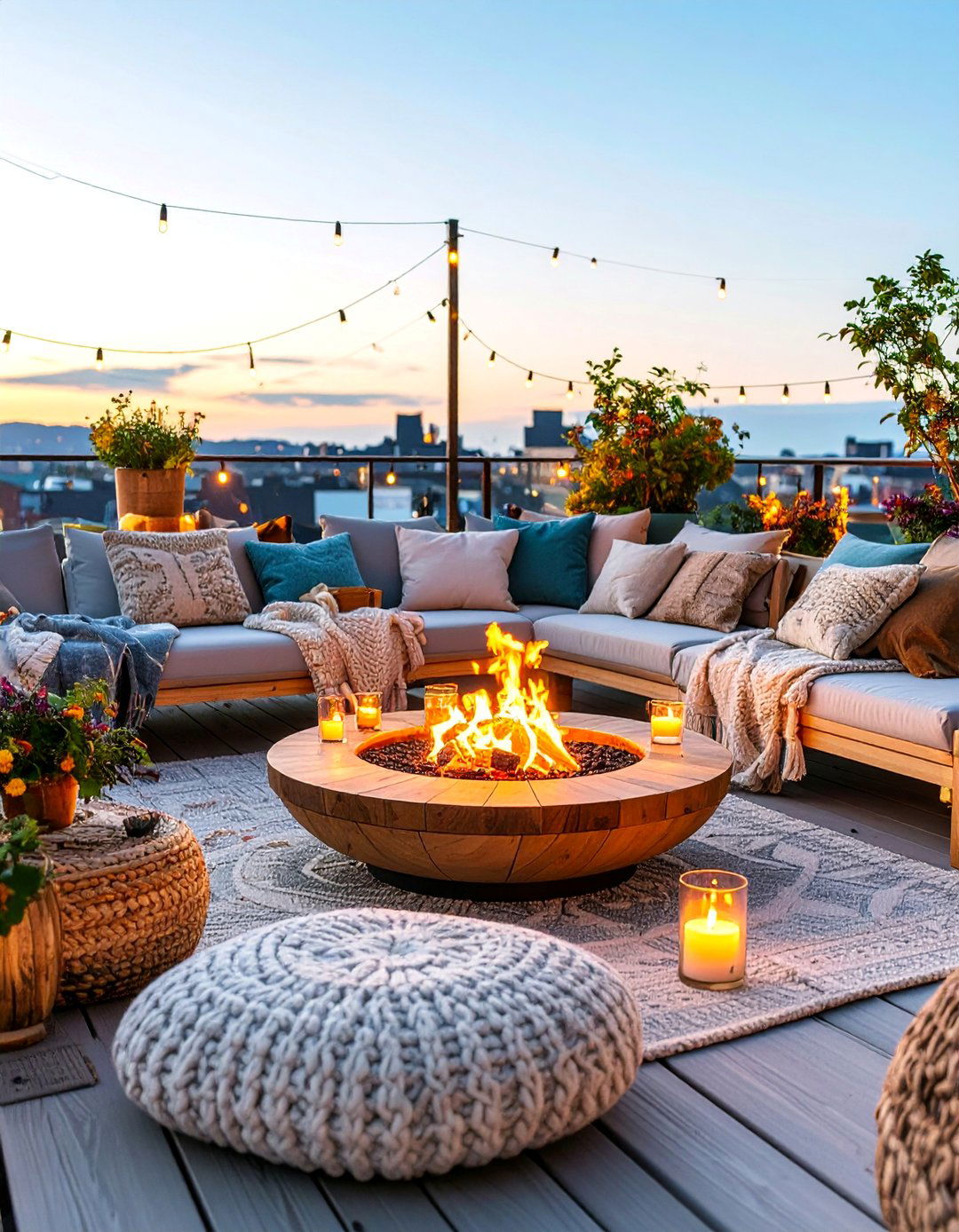 Scandinavian Hygge Rooftop with Cozy Textures - 25 Residential Rooftop Design Ideas