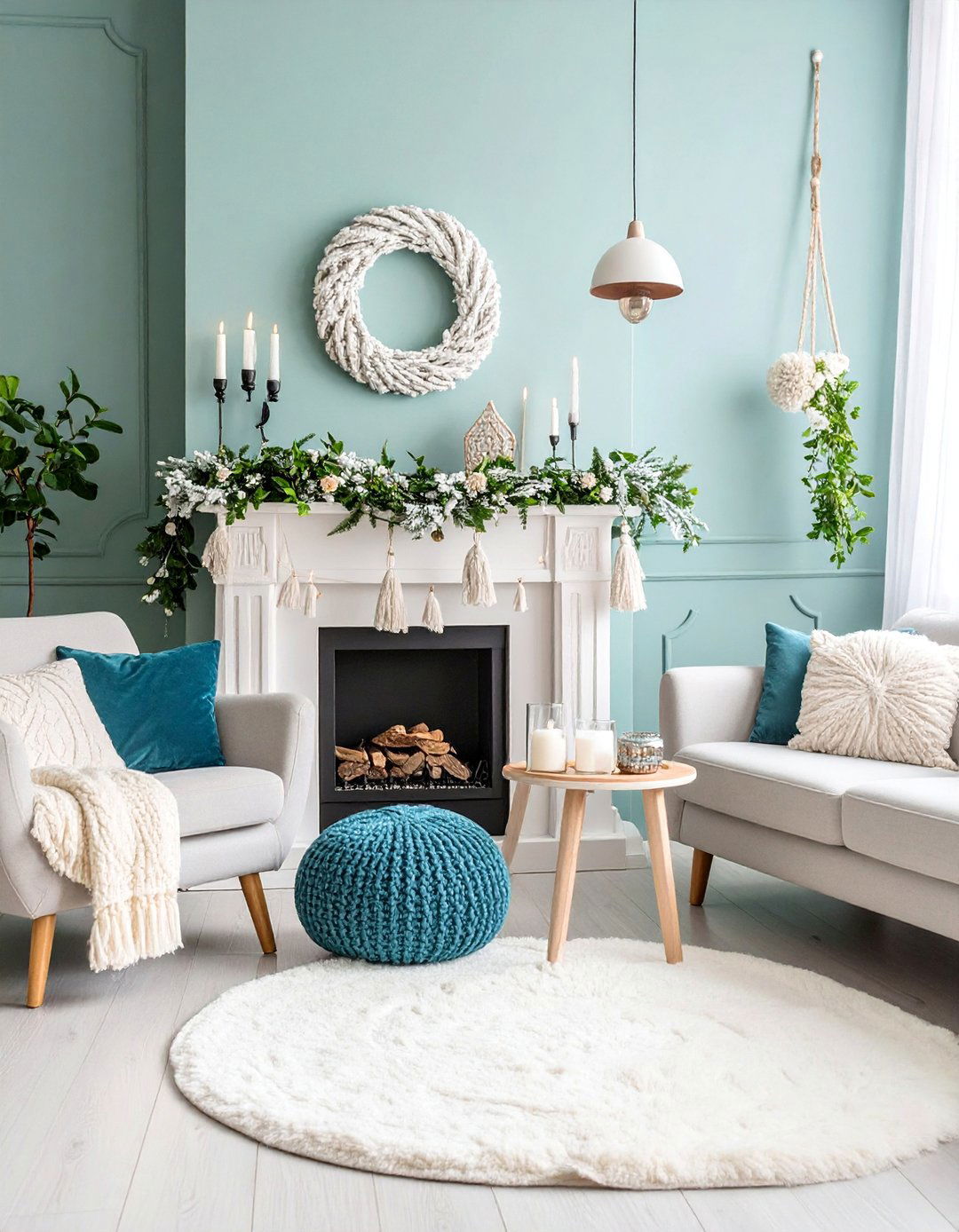 Scandinavian Hygge White and Natural Garland - 25 Mantel Garland Ideas