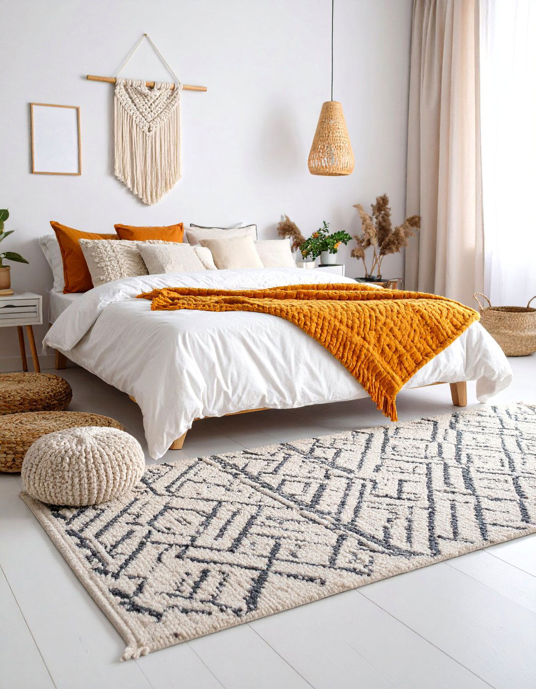 Scandinavian Inspired Bedroom Rug in Natural Materials - 25 bedroom rug ideas