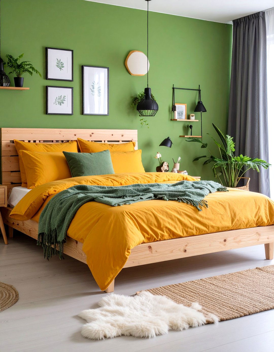 Scandinavian Inspired Bedroom with Brown Wood Bed Frame - 25 Black and Brown Interior Design Ideas