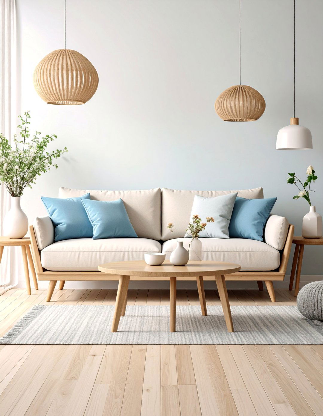 Scandinavian Inspired Blue and Beige Minimalism - 25 blue and beige living room ideas
