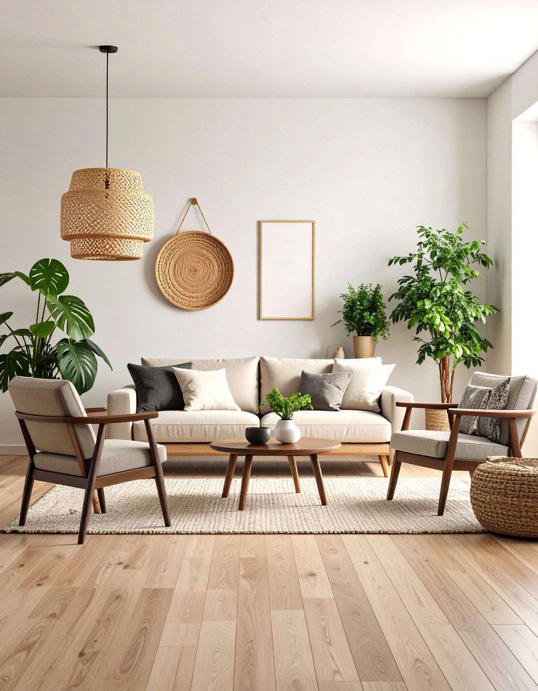 Scandinavian Inspired Cream and Black Living Room - 25 Cream and Black Living Room Ideas