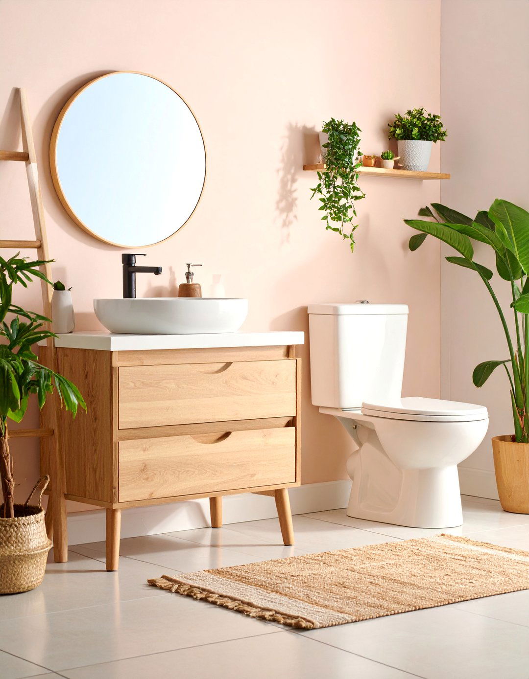 Scandinavian Inspired Downstairs Toilet with Natural Wood - 25 Downstairs Toilet Ideas