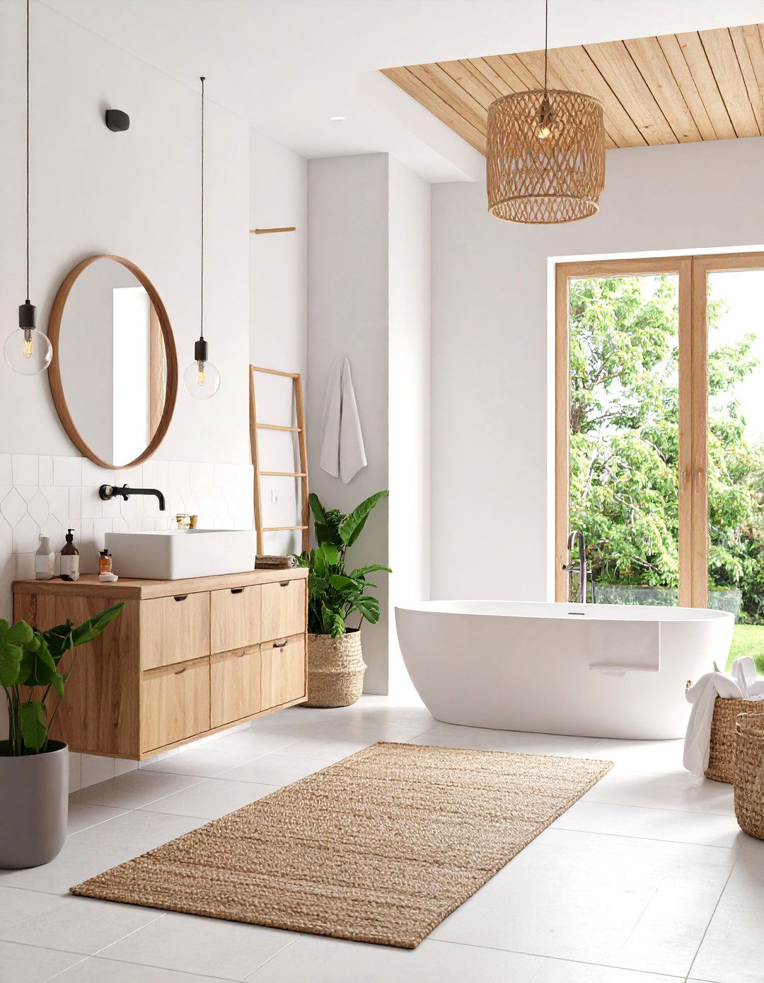 Scandinavian Inspired Family Bathroom with Natural Wood - 25 Family Bathroom Ideas