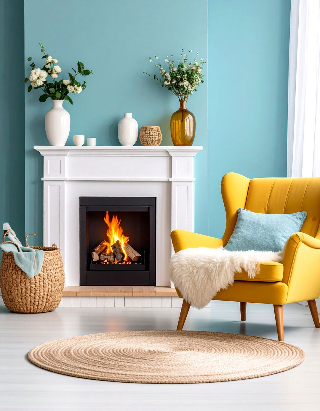 Scandinavian Inspired Fireplace with Light Wood Accents - 25 Small Living Room Fireplace Ideas