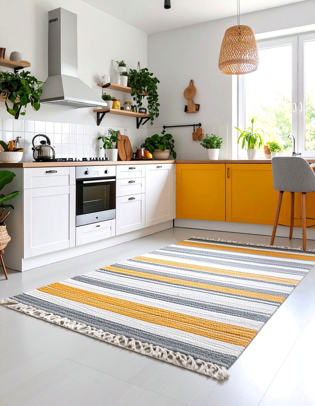 Scandinavian Inspired Kitchen Mat with Minimalist Stripe Design - 25 Kitchen Rug Ideas