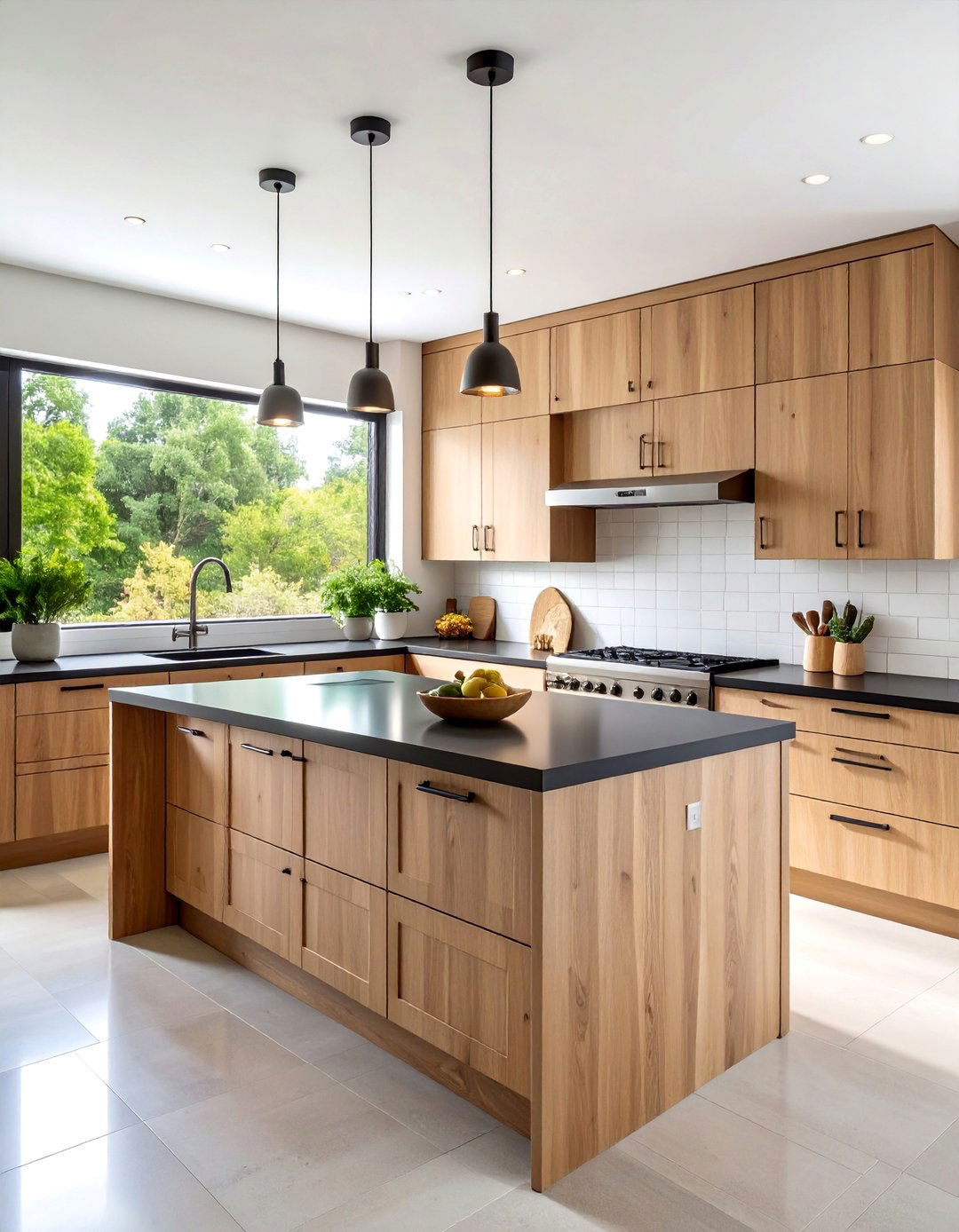 Scandinavian Inspired Light Brown with Black Countertops - 25 Brown Kitchen Cabinets With Black Countertops