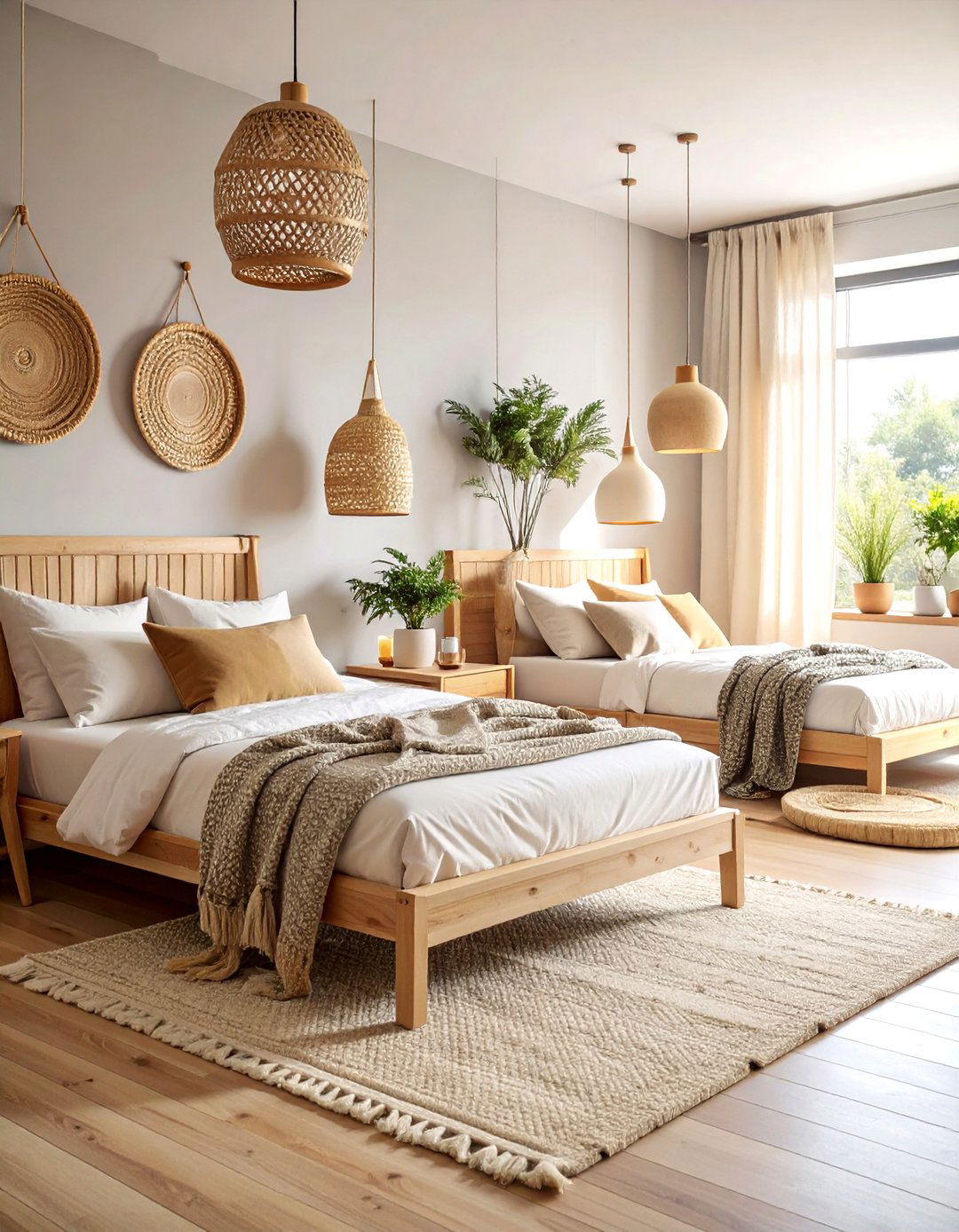 Scandinavian Inspired Light Wood Design with Natural Elements - 25 2 Beds in One Small Room Ideas