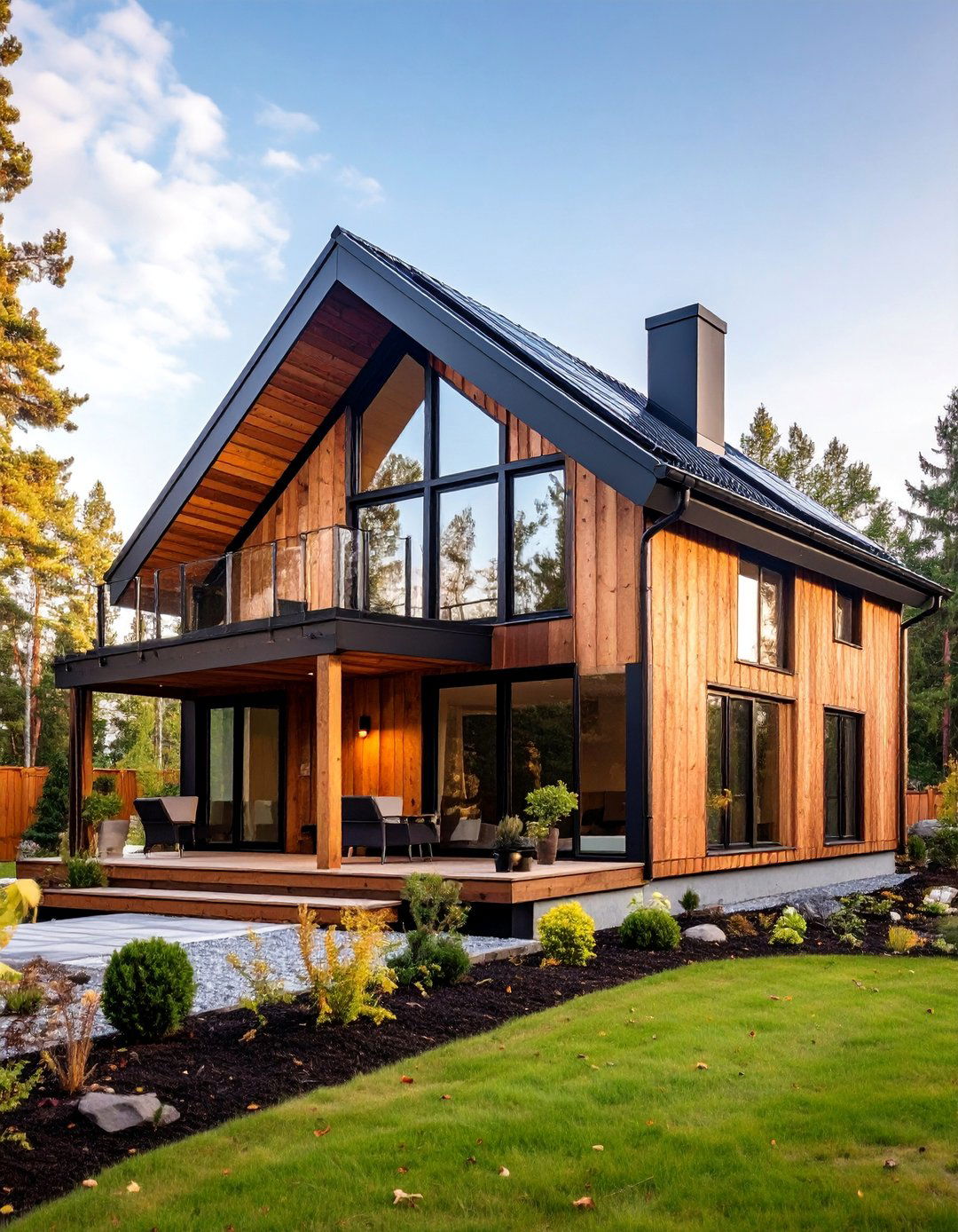 Scandinavian Inspired Light Wood Exterior - 25 Exterior Home with a Black Roof Ideas