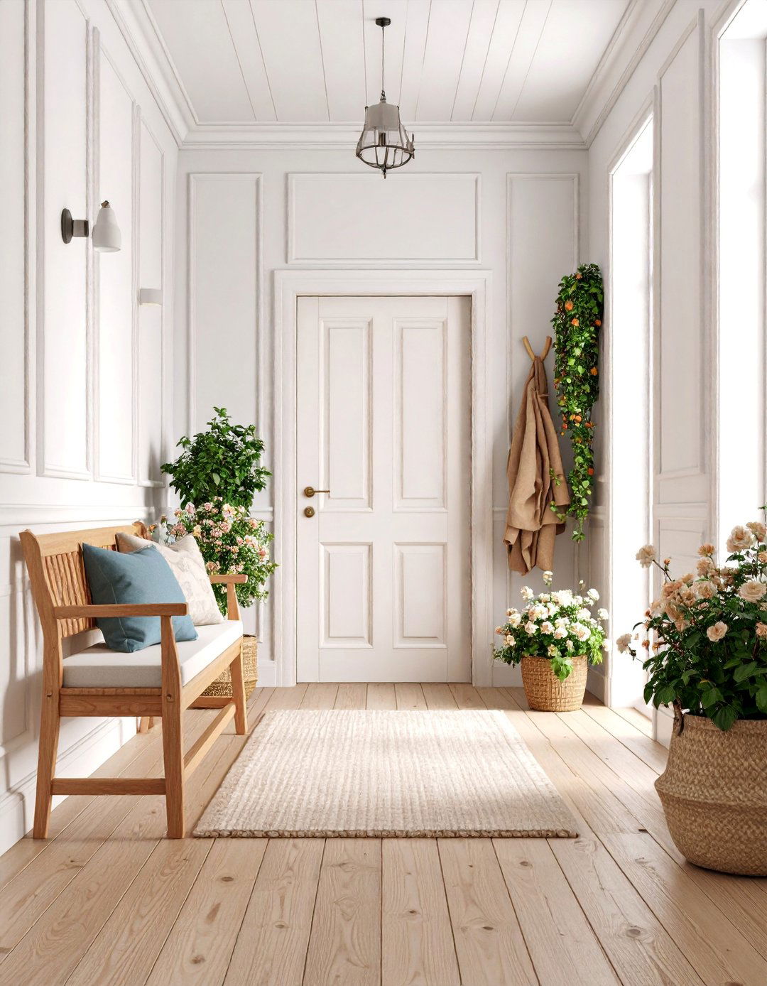 Scandinavian Inspired Light Wood Wainscoting Entryway - 25 Wainscoting Entryway Ideas