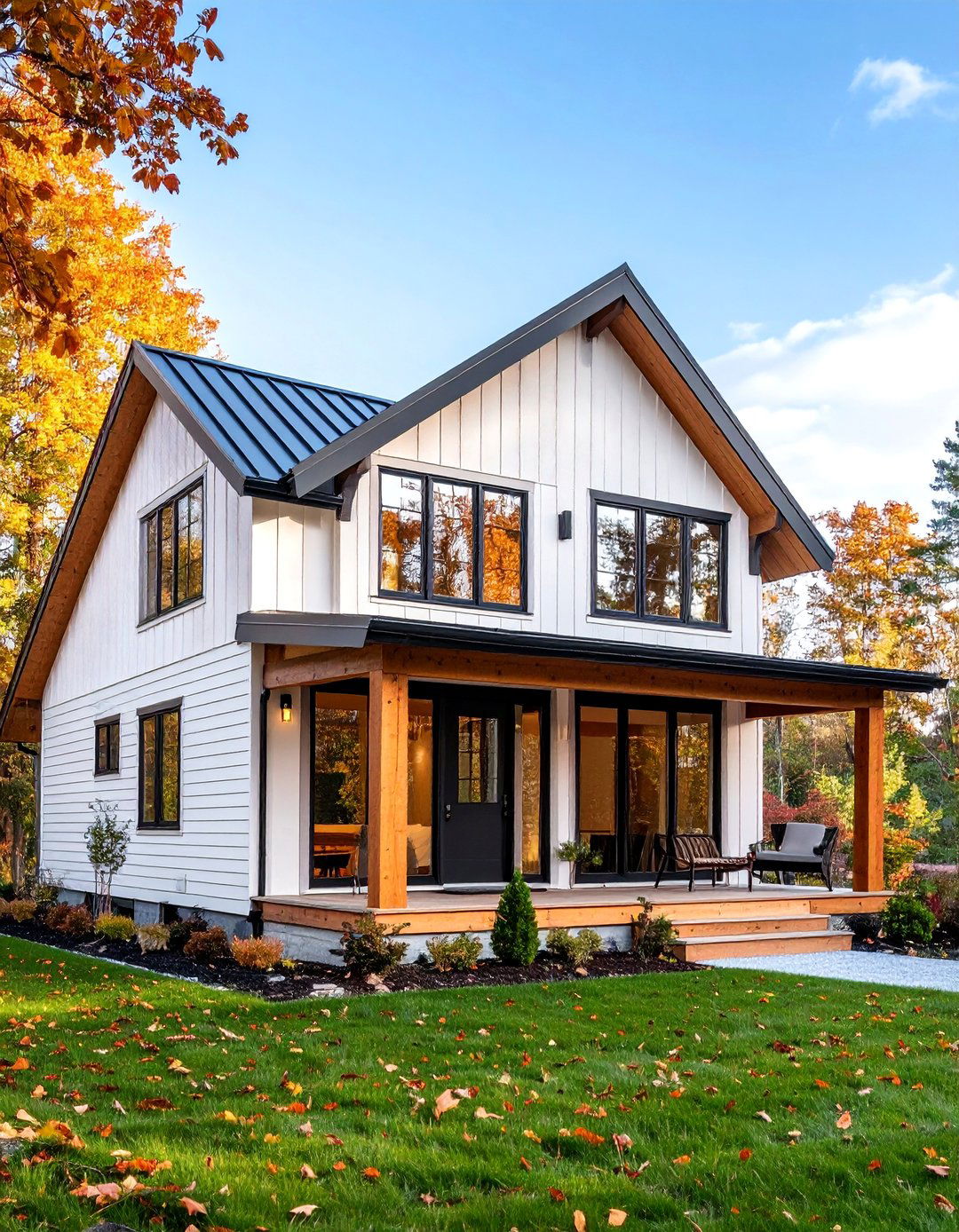 Scandinavian Inspired Minimalist Design - 25 White Exterior Home with a Black Roof Ideas