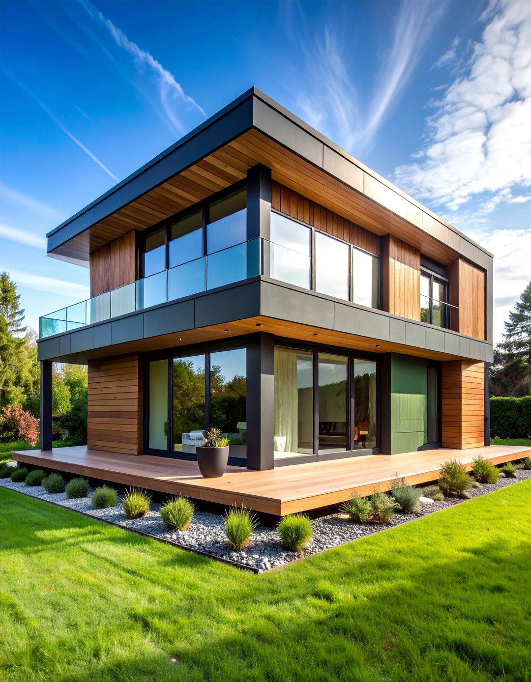 Scandinavian Inspired Minimalist Design - 25 Dark Olive Green House With Black Trim