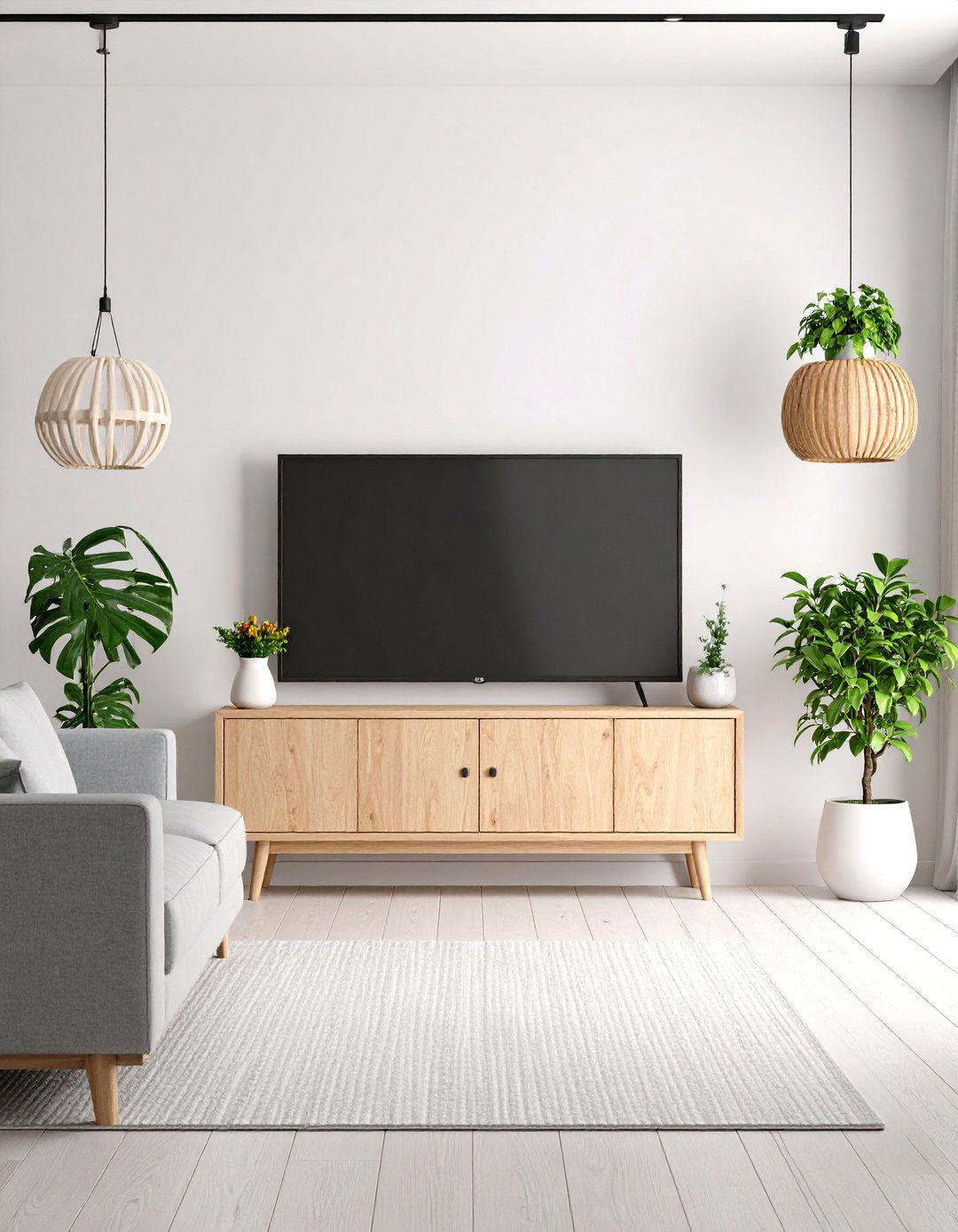 Scandinavian Inspired TV Setup with Light Woods - 25 Small Living Room Ideas With Tv
