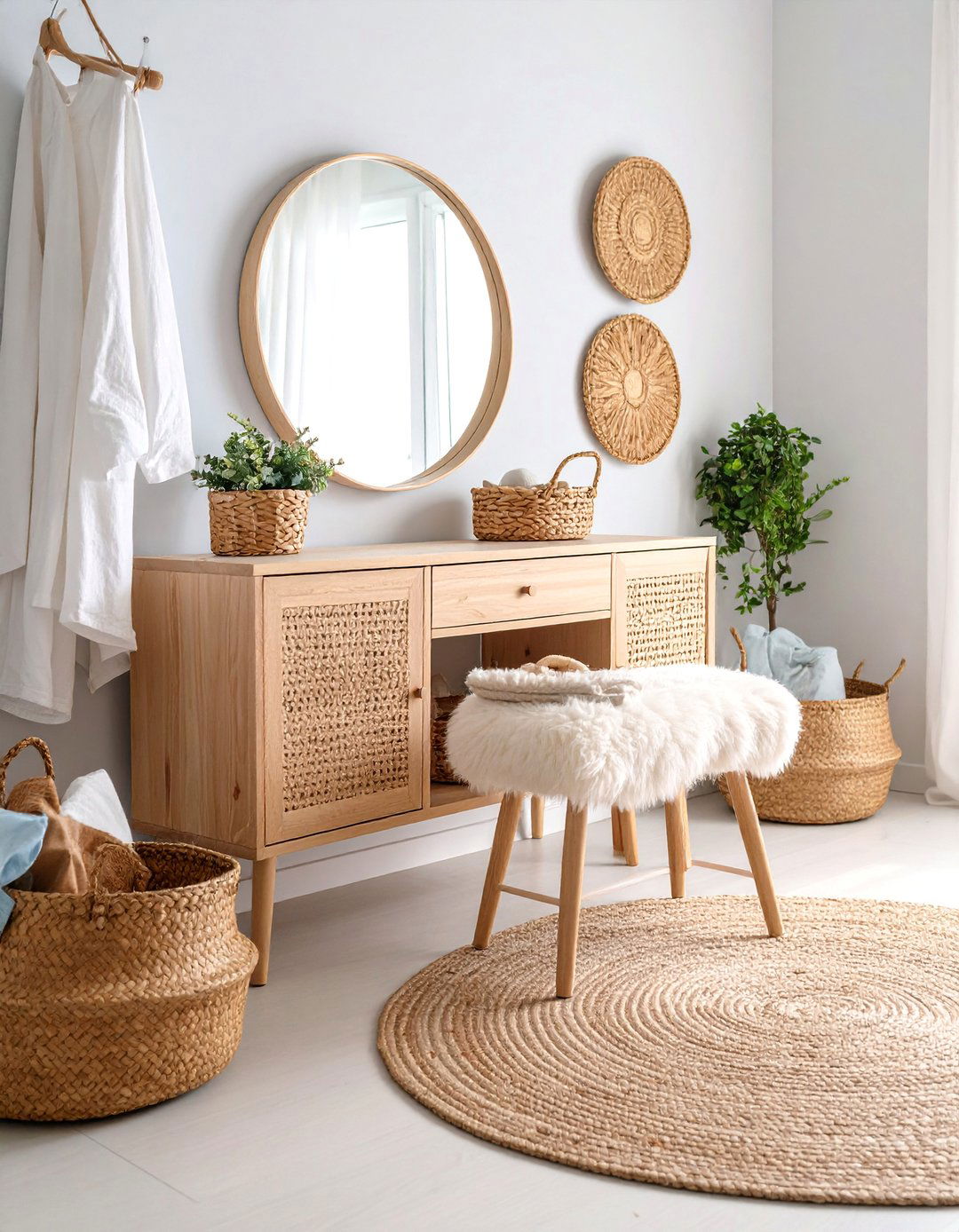 Scandinavian Inspired Vanity with Light Woods - 25 Vanity Room Ideas