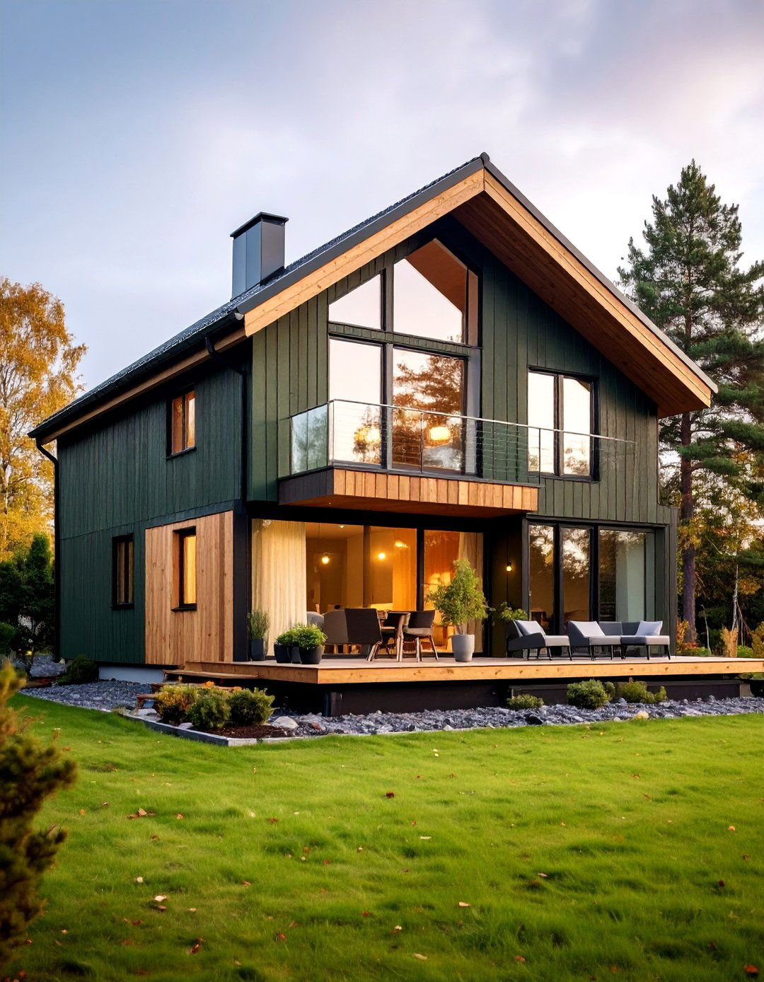 Scandinavian Inspired with Light Wood Accents - 25 Dark Olive Green House Designs