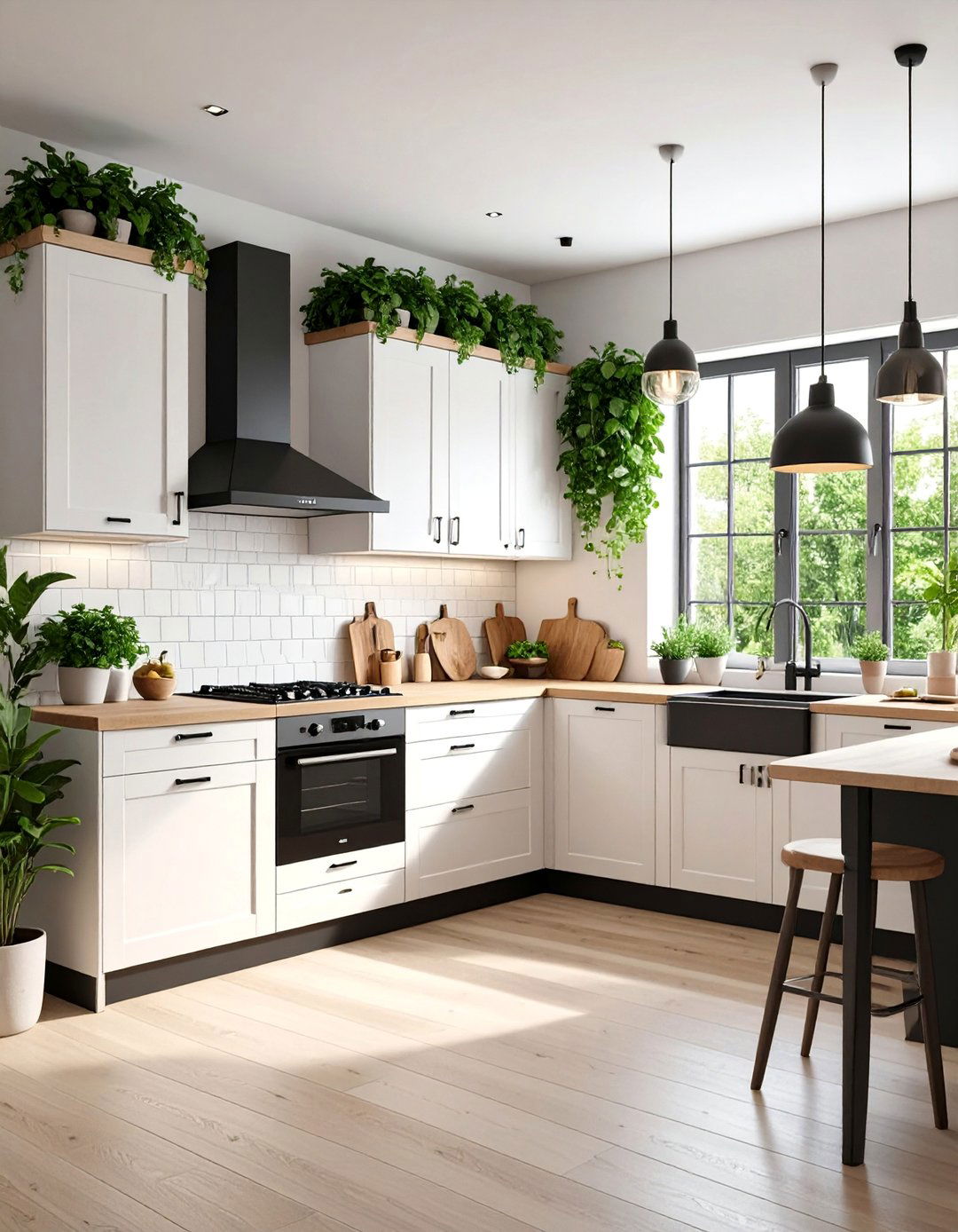 Scandinavian Kitchen with Black Cabinet Frame Details - 25 Black Trim Interiors