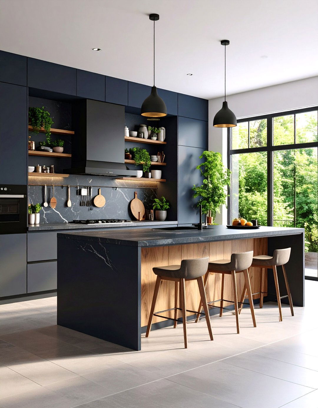 Scandinavian Kitchen with Dark Soapstone and Birch Wood Cabinets - 25 kitchen with dark countertops and light cabinets