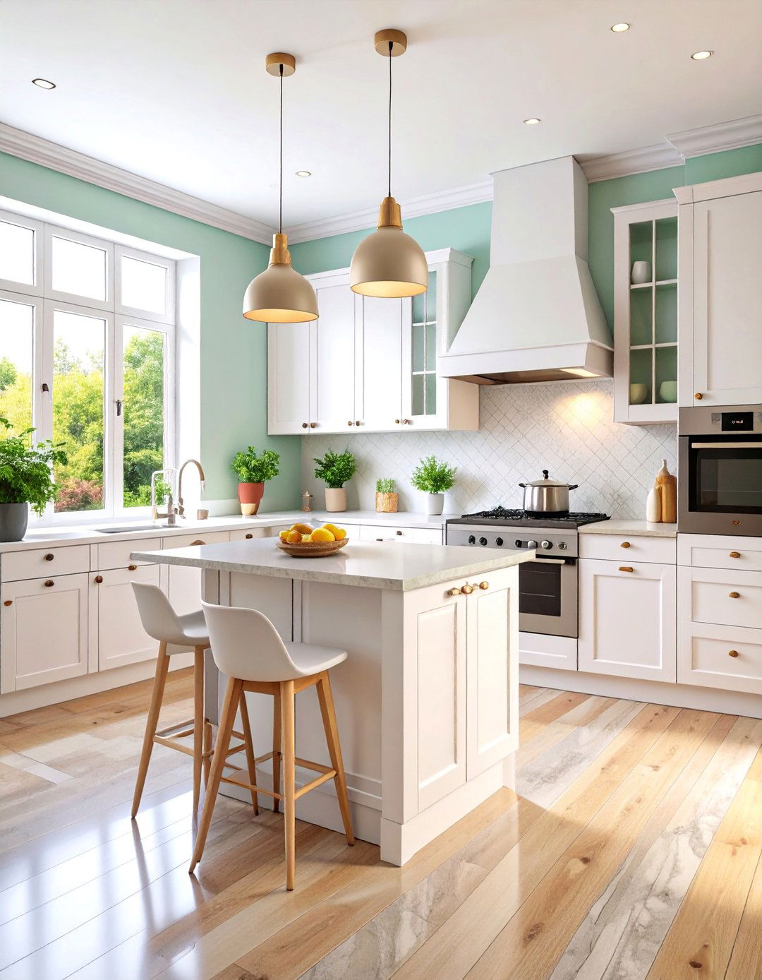 Scandinavian Kitchen with Light Grey Marble Look Floors - 25 Kitchens With Grey Floors