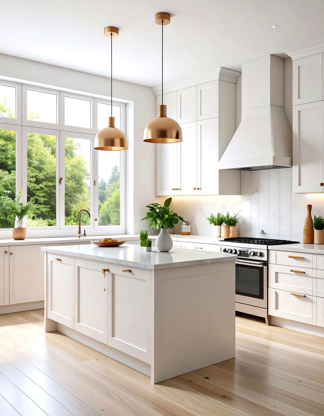 Scandinavian Kitchen with White Oak and Marble Accents - 25 Kitchens With White Oak Cabinets