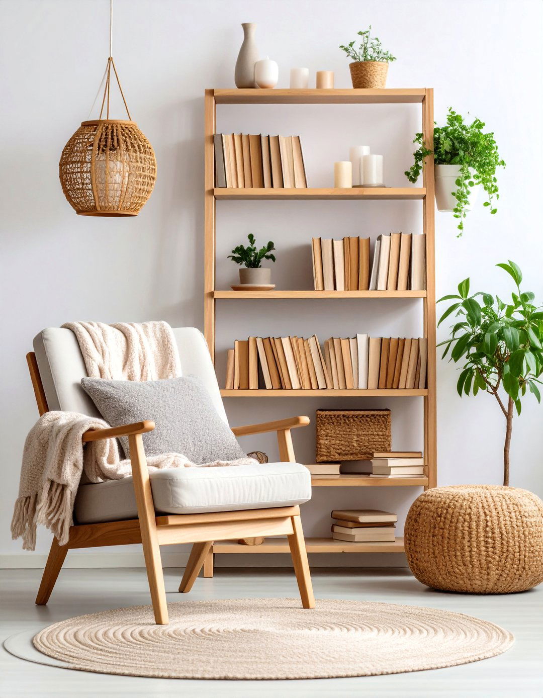 Scandinavian Living Room Shelf Hygge Corner - 25 Living Room Shelf Ideas