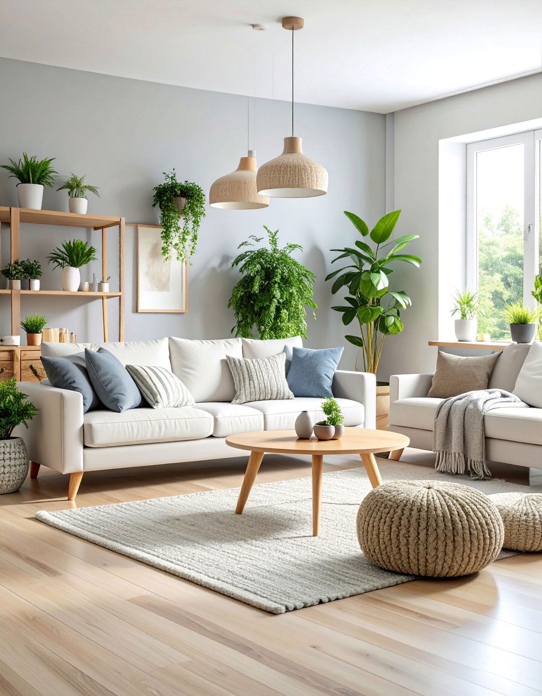 Scandinavian Living Room with Light Grey Walls - 25 Grey and White House Interior Design Ideas