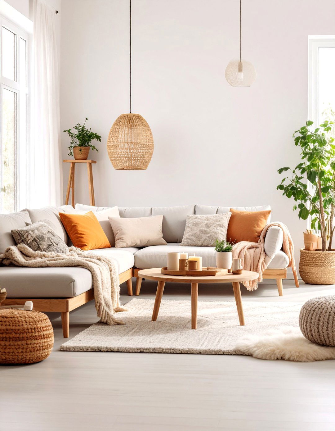 Scandinavian Maximalist Fusion Living Room with Hygge Elements - 25 Maximalist Living Room Design Ideas