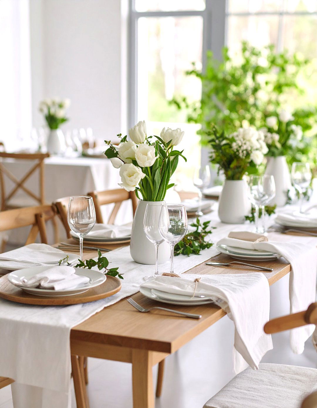 Scandinavian Minimalism with White and Natural Wood - 25 Wedding Table Decoration Ideas