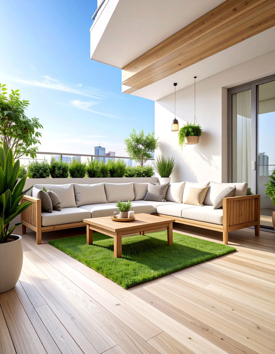Scandinavian Minimalist Artificial Grass Retreat - 25 Artificial Grass Balcony Design