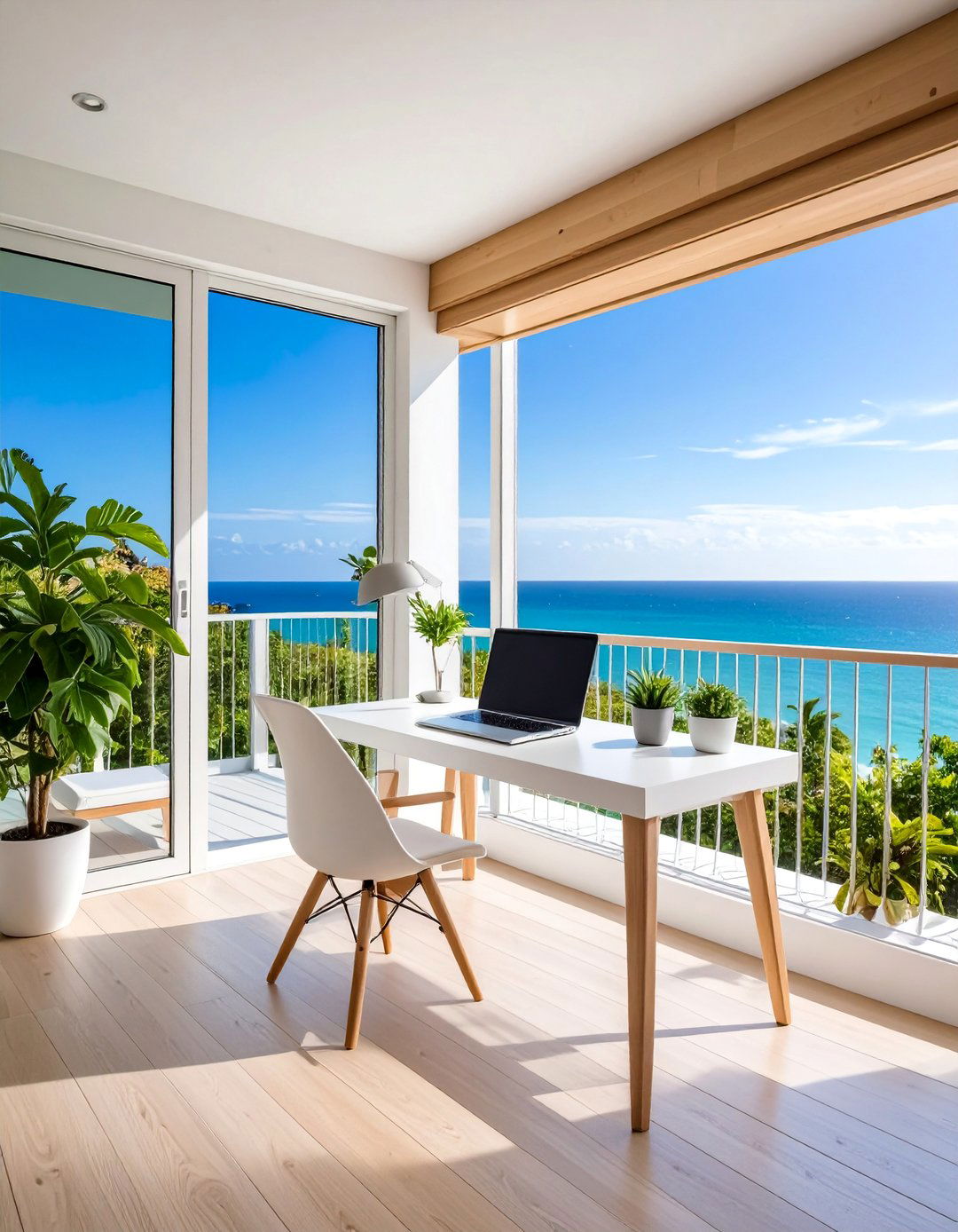 Scandinavian Minimalist Balcony Office - 25 Balcony Office Ideas