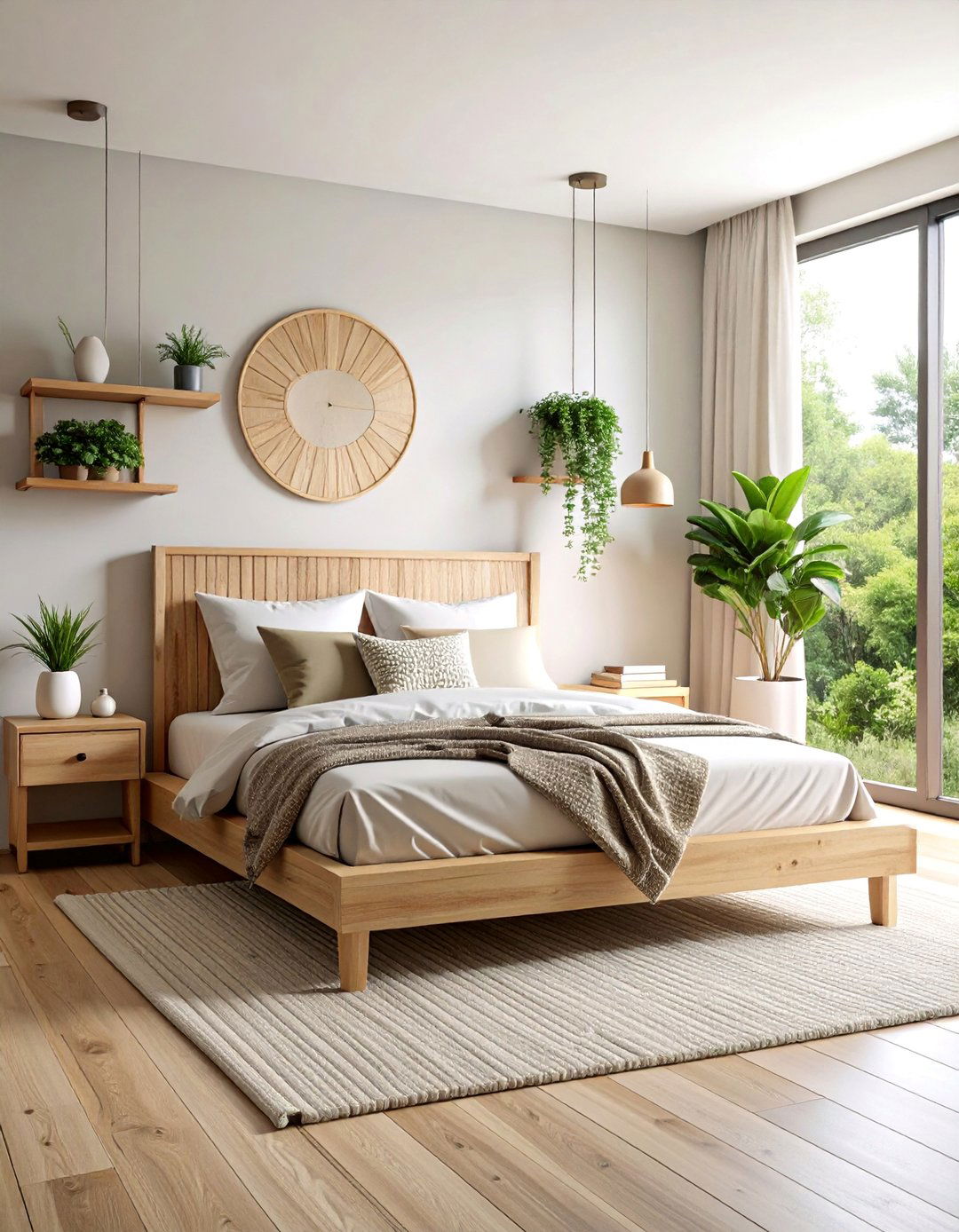 Scandinavian Minimalist Bed Nook with Natural Wood - 25 Bed Nook Ideas