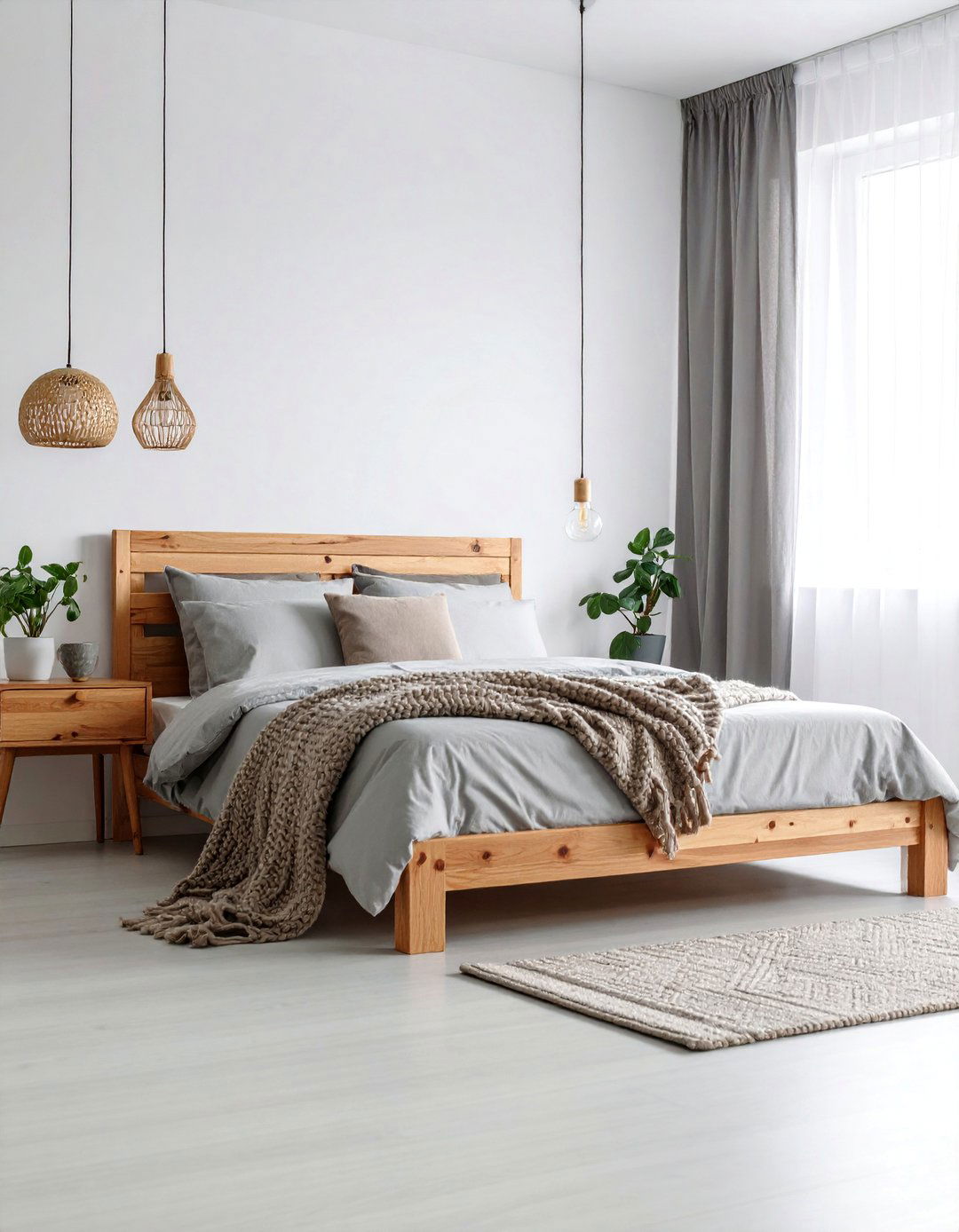 Scandinavian Minimalist Bedroom with Natural Wood Accents - 25 Neutral Bedroom Ideas