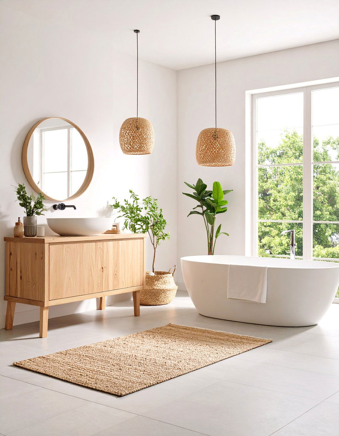 Scandinavian Minimalist Brightness - 25 Windowless Bathroom Ideas