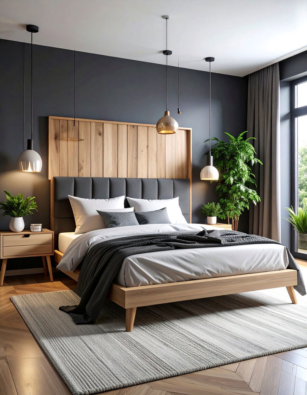 Scandinavian Minimalist Charcoal Retreat - 25 Charcoal Bedroom Ideas