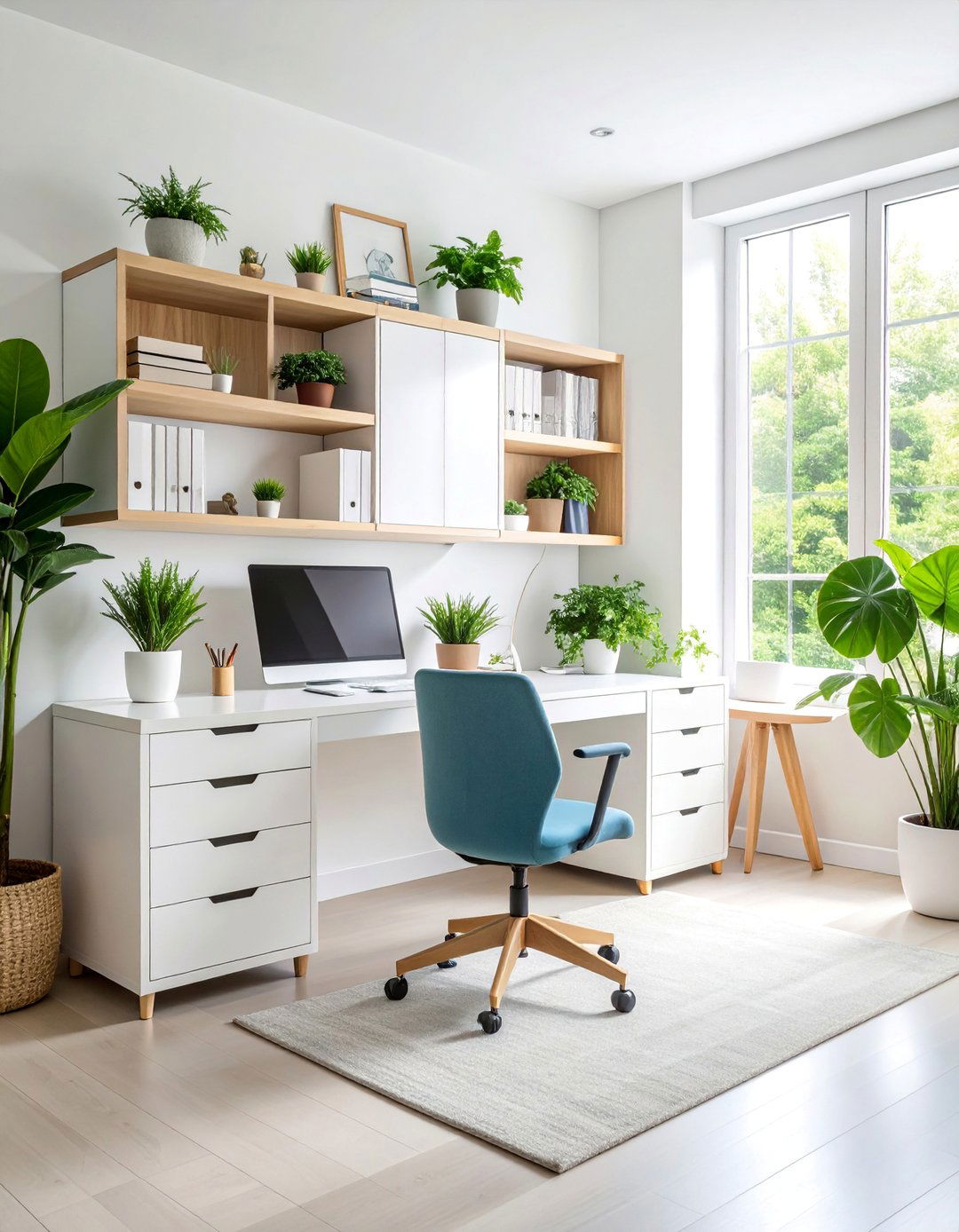 Scandinavian Minimalist Corner Office - 25 Small Home Office Ideas