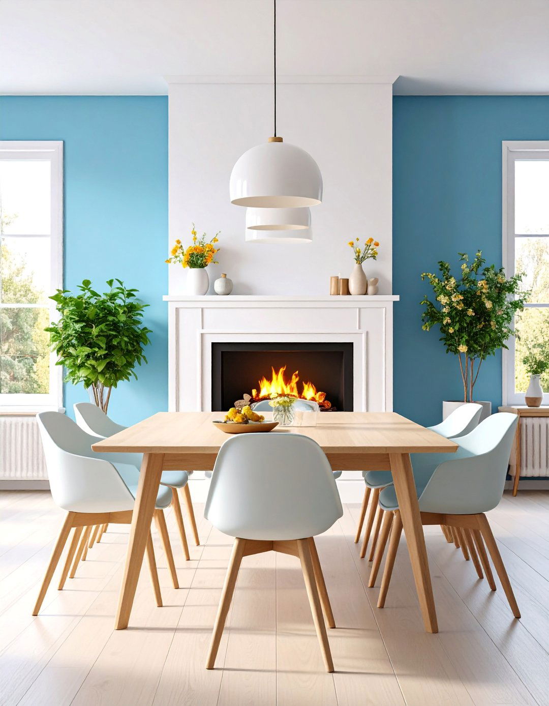 Scandinavian Minimalist Fireplace with White Ceramics - 25 Dining Room With Fireplace