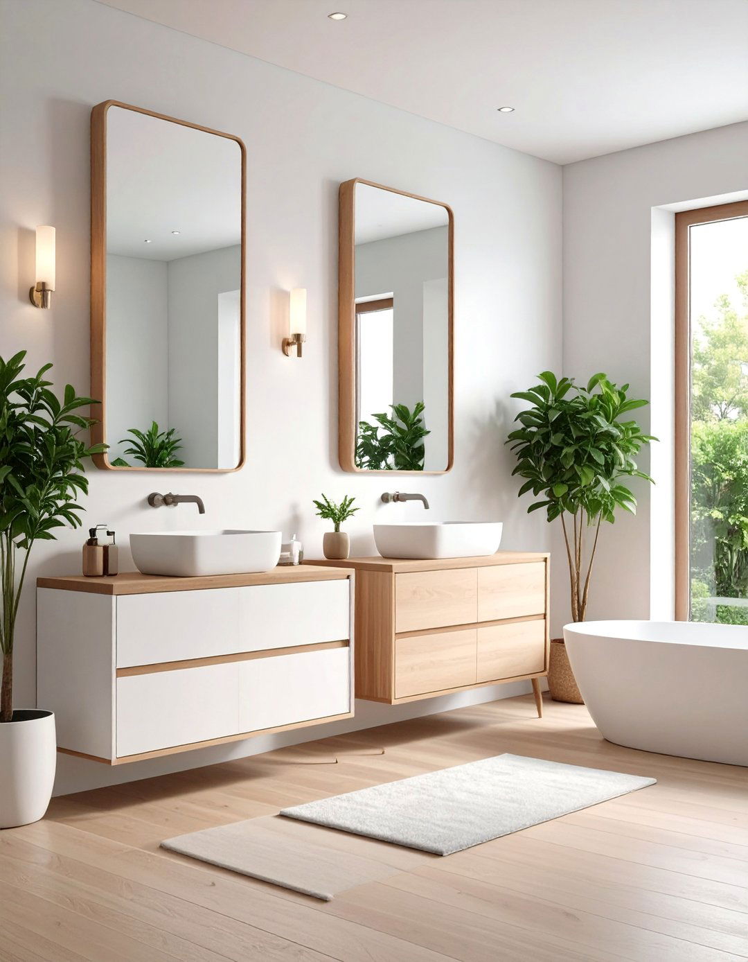 Scandinavian Minimalist Flat Panels - 25 Powder Room Wainscoting Ideas