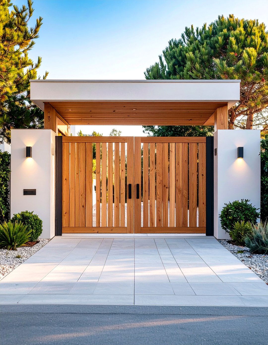 Scandinavian Minimalist Gate with Light Wood Accents - 25 Front Gate Ideas