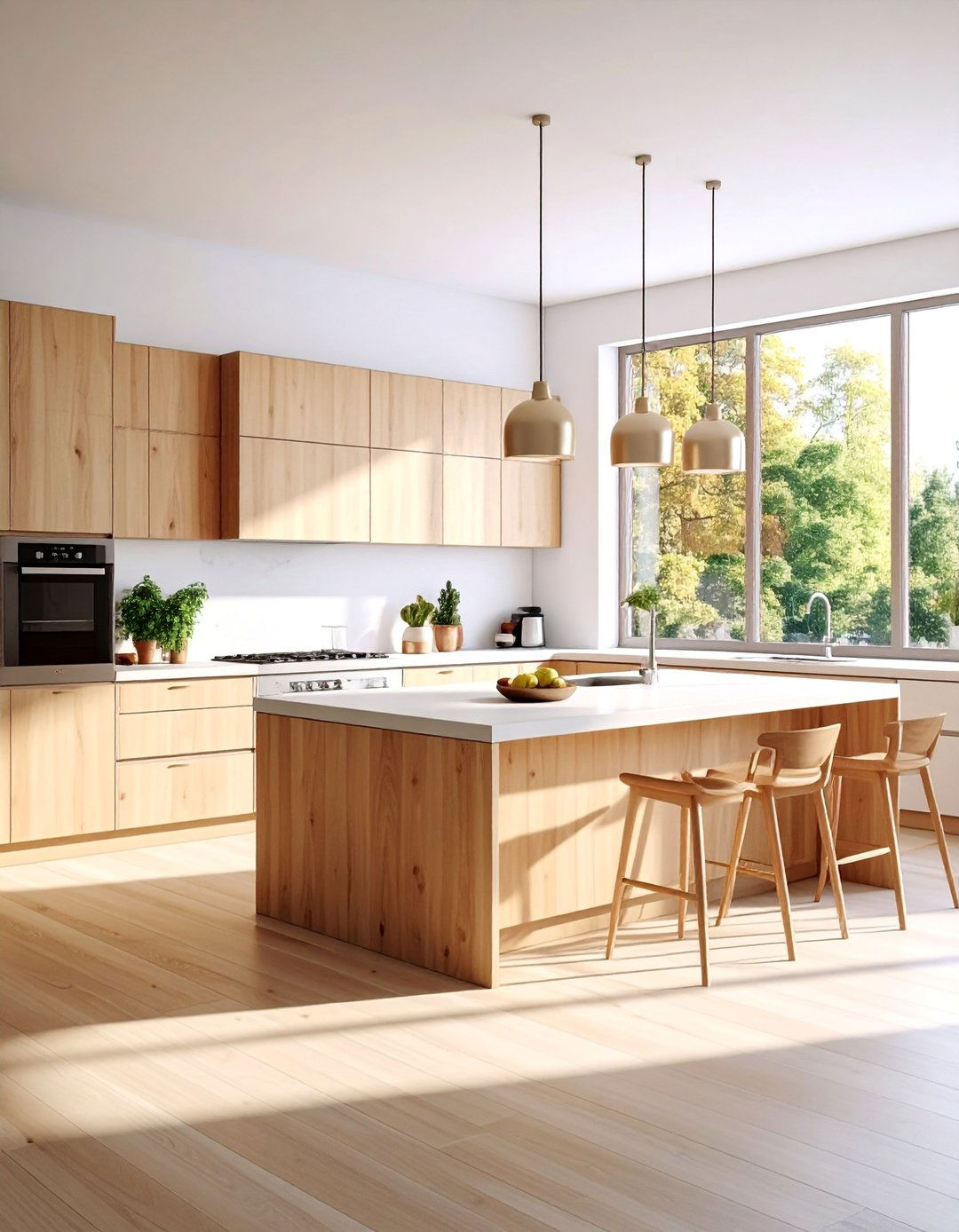 Scandinavian Minimalist Kitchen with Light Oak Cabinets - 25 Kitchens With Light Wood Cabinets