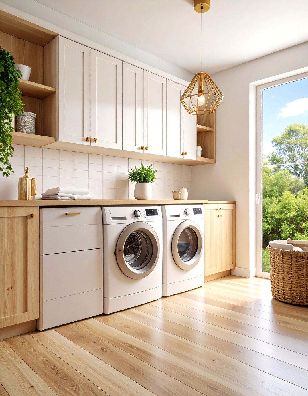 Scandinavian Minimalist Laundry Room with Light Woods - 25 Laundry Room Decor Ideas