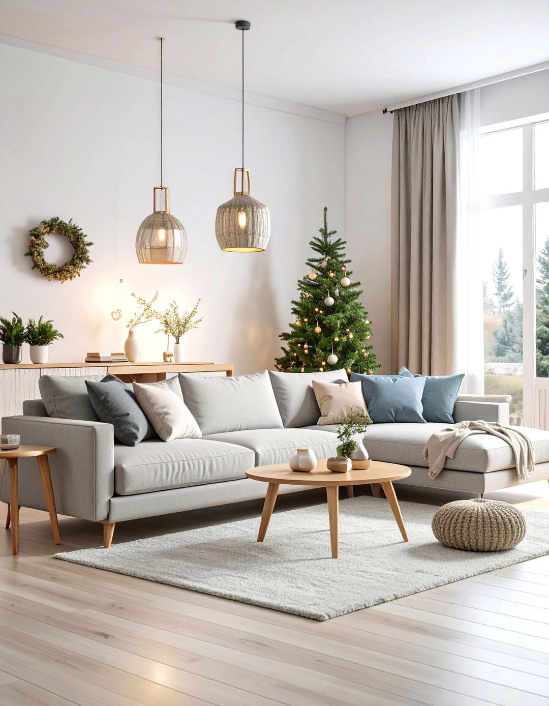 Scandinavian Minimalist Living Room with Light Woods - 25 Pottery Barn Living Room Ideas