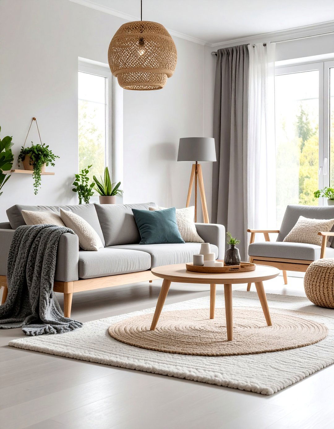 Scandinavian Minimalist Living Room with Natural Wood Accents - 25 Minimalist Decorating Ideas