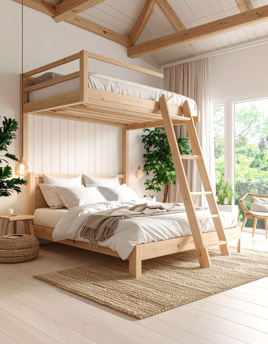 Scandinavian Minimalist Loft Bed with Natural Wood Accents - 25 Loft Bed Ideas