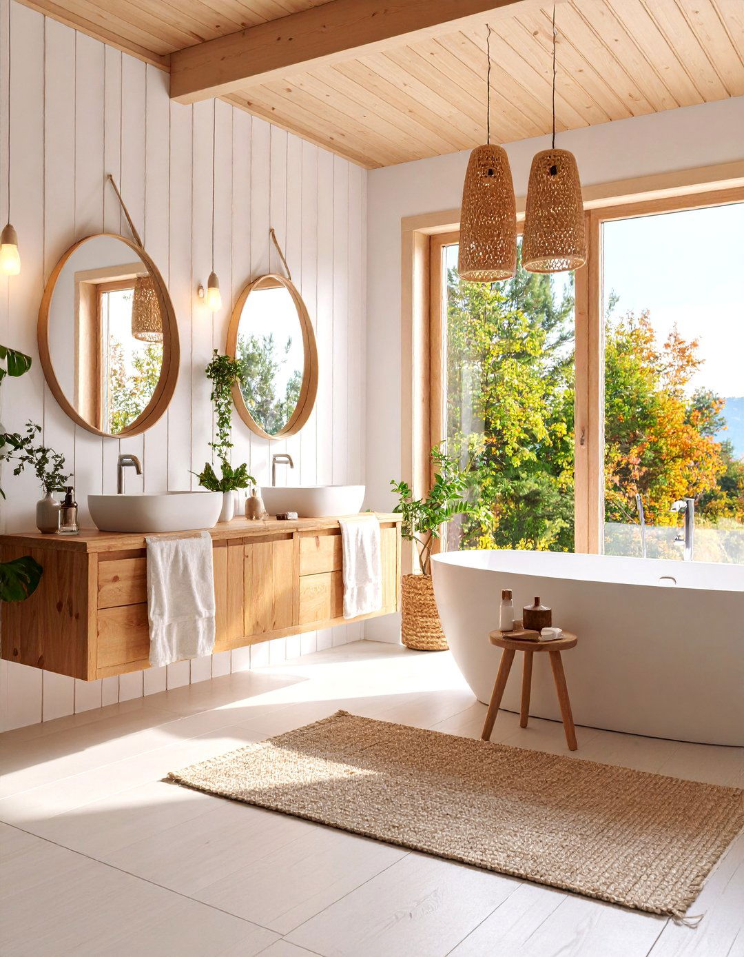 Scandinavian Minimalist Log Cabin Bathroom - 25 Log Cabin Bathroom Ideas