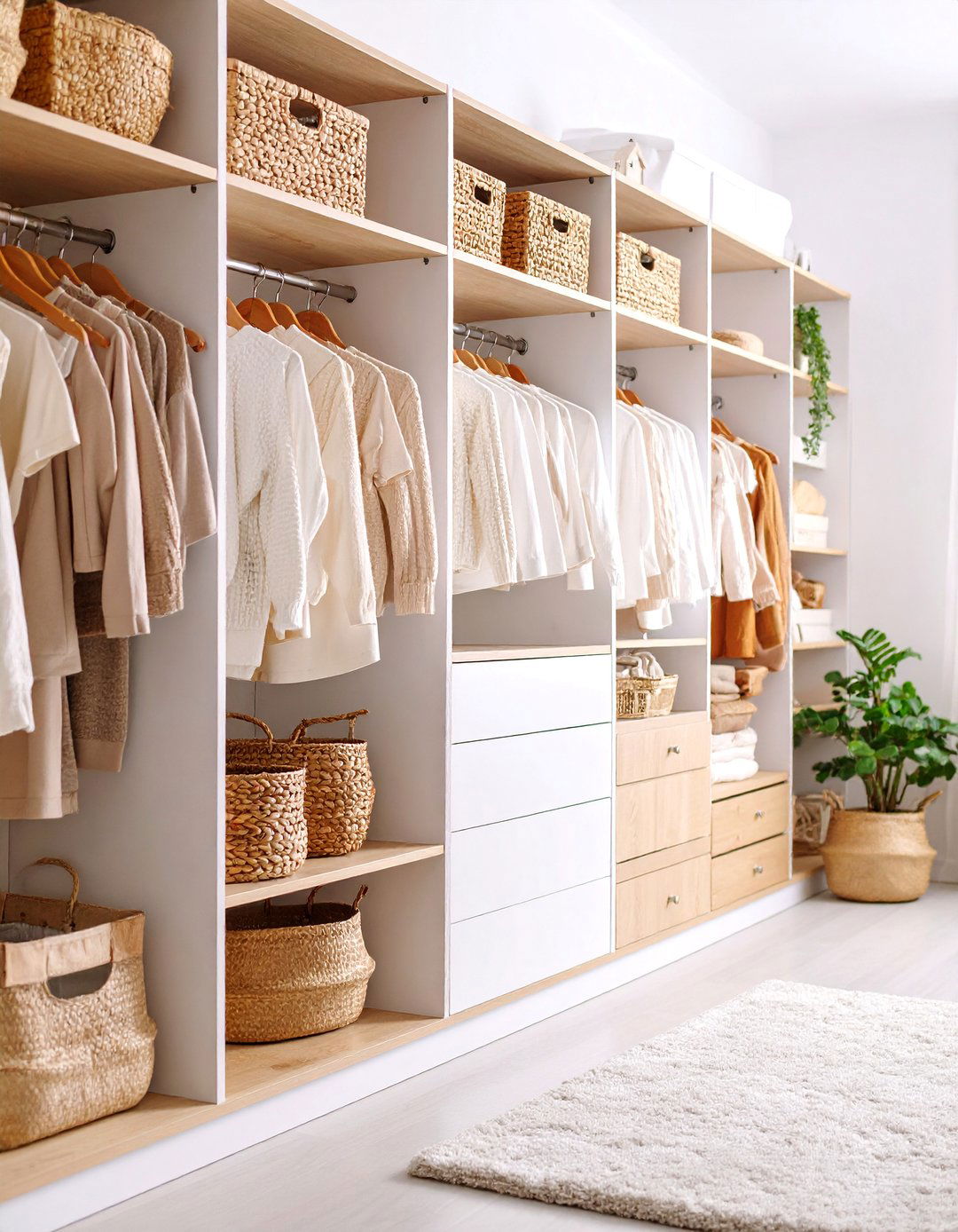 Scandinavian Minimalist Nursery Closet with Natural Wood - 25 Nursery Closet Ideas