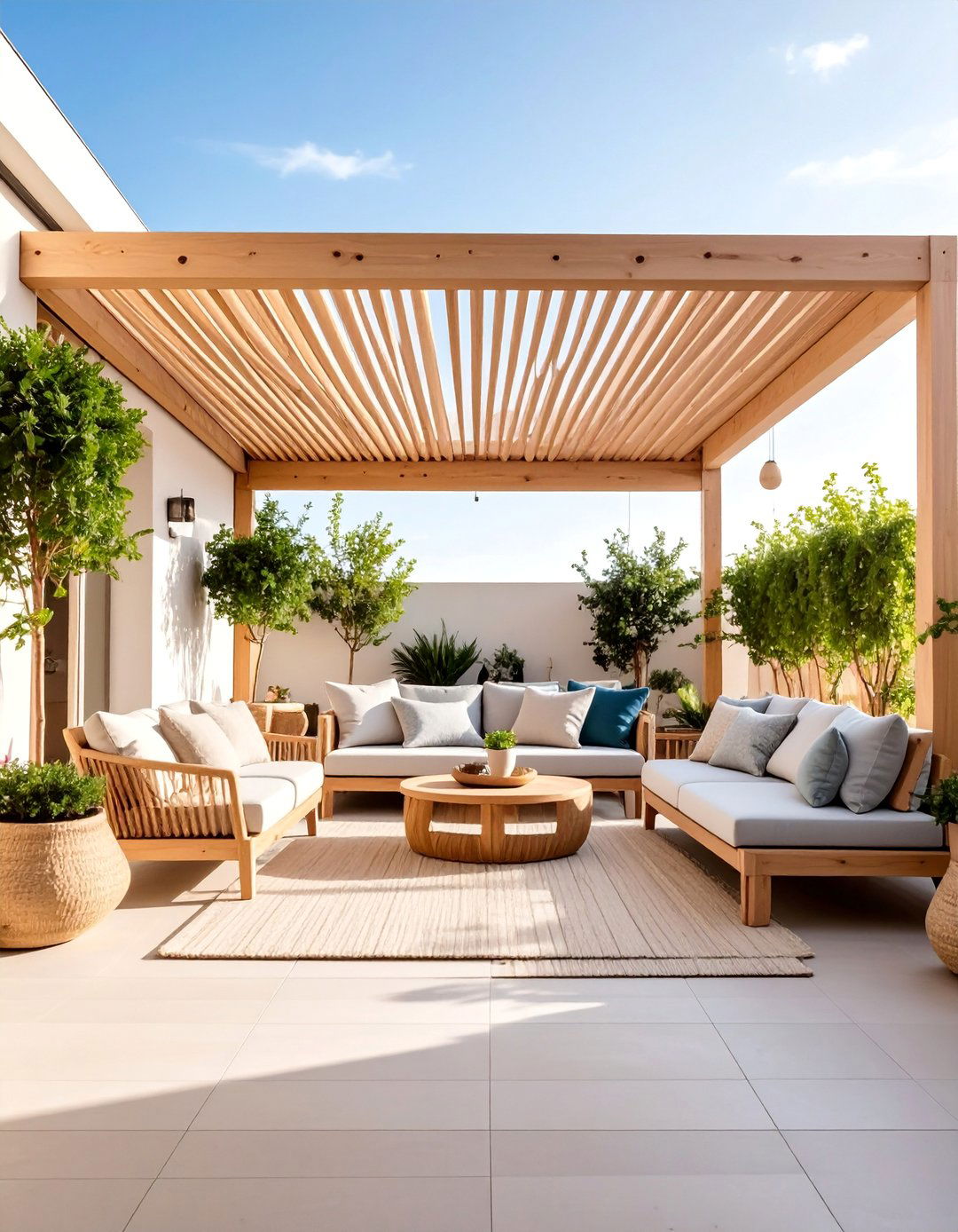 Scandinavian Minimalist Pergola with Natural Wood - 25 Small Patio Pergola Ideas